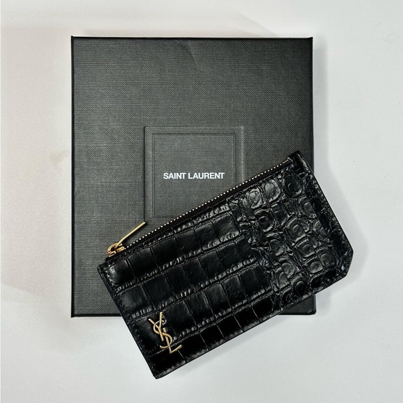 ❌SODL❌ Saint Laurent Tiny Cassandre Fragments Zip Card Case - Picture 1 of 4